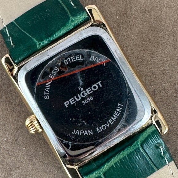 Vintage 1990's Peugeot Gold Tone Tank Watch Roman Numerals - Picture 8 of 9